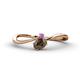 1 - Lucie Bold Oval Cut Smoky Quartz and Round Amethyst 2 Stone Promise Ring 