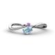 1 - Lucie Bold Oval Cut Aquamarine and Round Amethyst 2 Stone Promise Ring 