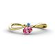 1 - Lucie Bold Oval Cut Pink Tourmaline and Round Blue Topaz 2 Stone Promise Ring 