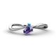 1 - Lucie Bold Oval Cut Iolite and Round Blue Topaz 2 Stone Promise Ring 