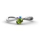1 - Lucie Bold Oval Cut Peridot and Round Blue Topaz 2 Stone Promise Ring 