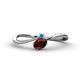 1 - Lucie Bold Oval Cut Red Garnet and Round Blue Topaz 2 Stone Promise Ring 