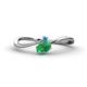 1 - Lucie Bold Oval Cut Emerald and Round Blue Topaz 2 Stone Promise Ring 