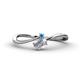 1 - Lucie Bold Oval Cut White Sapphire and Round Blue Topaz 2 Stone Promise Ring 