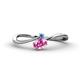 1 - Lucie Bold Oval Cut Pink Sapphire and Round Blue Topaz 2 Stone Promise Ring 