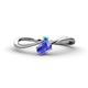 1 - Lucie Bold Oval Cut Tanzanite and Round Blue Topaz 2 Stone Promise Ring 