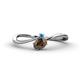 1 - Lucie Bold Oval Cut Smoky Quartz and Round Blue Topaz 2 Stone Promise Ring 