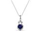 1 - Caron 4.00 mm Round Blue Sapphire Solitaire Love Knot Pendant Necklace 