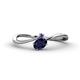 1 - Lucie Bold Oval Cut Blue Sapphire and Round Iolite 2 Stone Promise Ring 