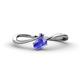 1 - Lucie Bold Oval Cut Tanzanite and Round Iolite 2 Stone Promise Ring 