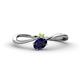 1 - Lucie Bold Oval Cut Blue Sapphire and Round Peridot 2 Stone Promise Ring 