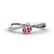 1 - Lucie Bold Oval Cut Pink Tourmaline and Round Peridot 2 Stone Promise Ring 