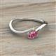 2 - Lucie Bold Oval Cut Pink Tourmaline and Round Peridot 2 Stone Promise Ring 