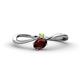 1 - Lucie Bold Oval Cut Red Garnet and Round Peridot 2 Stone Promise Ring 