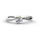 1 - Lucie Bold Oval Cut White Sapphire and Round Peridot 2 Stone Promise Ring 