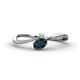 1 - Lucie Bold Oval Cut London Blue Topaz and Round Peridot 2 Stone Promise Ring 