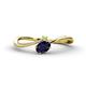 1 - Lucie Bold Oval Cut Blue Sapphire and Round Peridot 2 Stone Promise Ring 