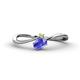 1 - Lucie Bold Oval Cut Tanzanite and Round Peridot 2 Stone Promise Ring 