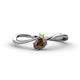 1 - Lucie Bold Oval Cut Smoky Quartz and Round Peridot 2 Stone Promise Ring 