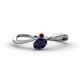 1 - Lucie Bold Oval Cut Blue Sapphire and Round Red Garnet 2 Stone Promise Ring 