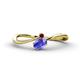 1 - Lucie Bold Oval Cut Tanzanite and Round Red Garnet 2 Stone Promise Ring 