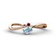 1 - Lucie Bold Oval Cut Aquamarine and Round Red Garnet 2 Stone Promise Ring 