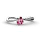 1 - Lucie Bold Oval Cut Pink Tourmaline and Round Red Garnet 2 Stone Promise Ring 