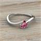 2 - Lucie Bold Oval Cut Pink Tourmaline and Round Red Garnet 2 Stone Promise Ring 