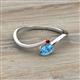 2 - Lucie Bold Oval Cut Blue Topaz and Round Red Garnet 2 Stone Promise Ring 