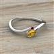 2 - Lucie Bold Oval Cut Citrine and Round Red Garnet 2 Stone Promise Ring 