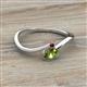 2 - Lucie Bold Oval Cut Peridot and Round Red Garnet 2 Stone Promise Ring 