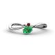 1 - Lucie Bold Oval Cut Emerald and Round Red Garnet 2 Stone Promise Ring 