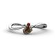 1 - Lucie Bold Oval Cut Smoky Quartz and Round Red Garnet 2 Stone Promise Ring 