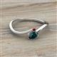 2 - Lucie Bold Oval Cut London Blue Topaz and Round Red Garnet 2 Stone Promise Ring 