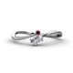 1 - Lucie Bold Oval Cut Lab Grown Diamond and Round Red Garnet 2 Stone Promise Ring 
