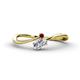 1 - Lucie Bold Oval Cut Diamond and Round Red Garnet 2 Stone Promise Ring 