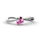 1 - Lucie Bold Oval Cut Pink Sapphire and Round Red Garnet 2 Stone Promise Ring 