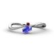 1 - Lucie Bold Oval Cut Tanzanite and Round Red Garnet 2 Stone Promise Ring 