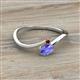 2 - Lucie Bold Oval Cut Tanzanite and Round Red Garnet 2 Stone Promise Ring 