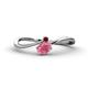 1 - Lucie Bold Oval Cut Rhodolite Garnet and Round Red Garnet 2 Stone Promise Ring 