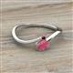 2 - Lucie Bold Oval Cut Rhodolite Garnet and Round Red Garnet 2 Stone Promise Ring 
