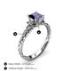 4 - Lyla Classic Princess Cut Iolite and Diamond Braided Shank Three Stone Engagement Ring 