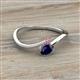 2 - Lucie Bold Oval Cut Blue Sapphire and Round Rhodolite Garnet 2 Stone Promise Ring 