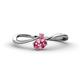 1 - Lucie Bold Oval Cut Pink Tourmaline and Round Rhodolite Garnet 2 Stone Promise Ring 