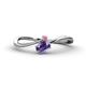 1 - Lucie Bold Oval Cut Iolite and Round Rhodolite Garnet 2 Stone Promise Ring 
