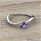 2 - Lucie Bold Oval Cut Iolite and Round Rhodolite Garnet 2 Stone Promise Ring 