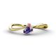 1 - Lucie Bold Oval Cut Iolite and Round Rhodolite Garnet 2 Stone Promise Ring 