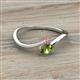 2 - Lucie Bold Oval Cut Peridot and Round Rhodolite Garnet 2 Stone Promise Ring 