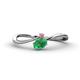 1 - Lucie Bold Oval Cut Emerald and Round Rhodolite Garnet 2 Stone Promise Ring 