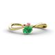 1 - Lucie Bold Oval Cut Emerald and Round Rhodolite Garnet 2 Stone Promise Ring 
